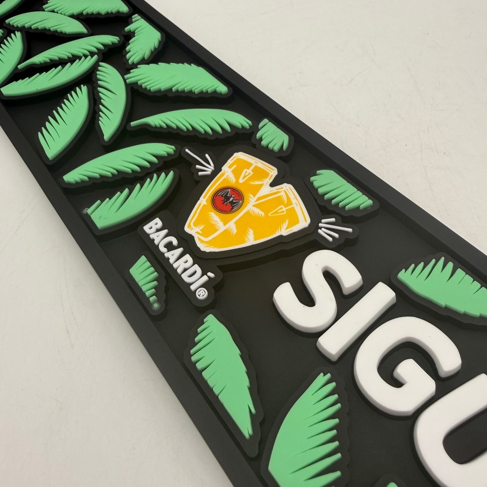 Bacardi Bar Mat Runner Sigue Tu Ritmo Black Green Tropical Rum Barware New - Picture 3 of 7